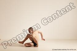 Underwear Gymnastic poses Man White Slim Bald Dancing Dynamic poses Academic